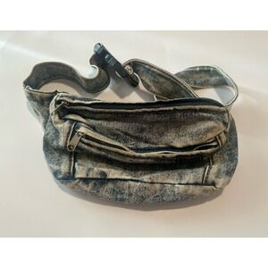 Shane Acid Wash Denim Fanny Pack Blue Vintage 80s 90s Waist Bag